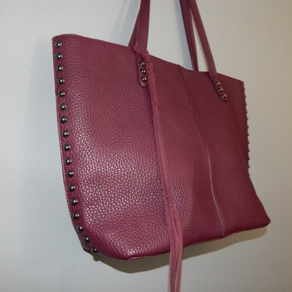 Handbags - Wine Colored Shoulder Bag with Fringe